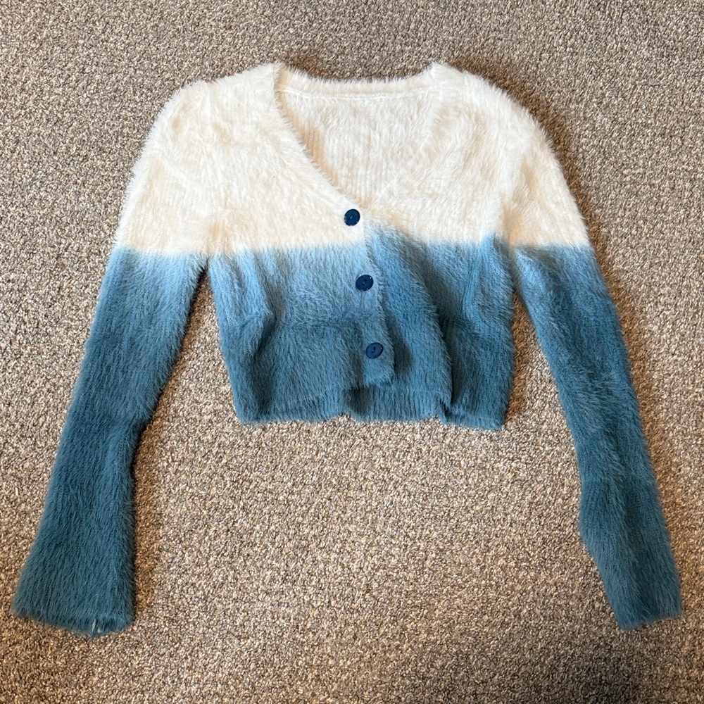 Blue and White Women's Sweater